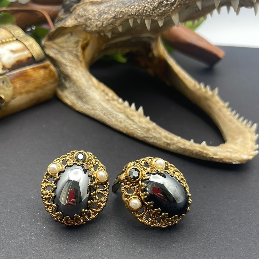 Western Germany filigree clip on earrings vintage